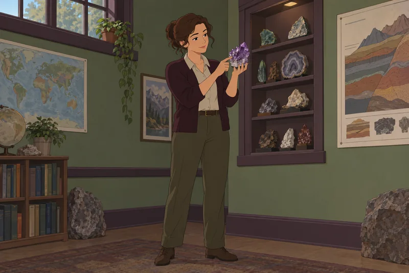What Crystal Am appears beside an amethyst.