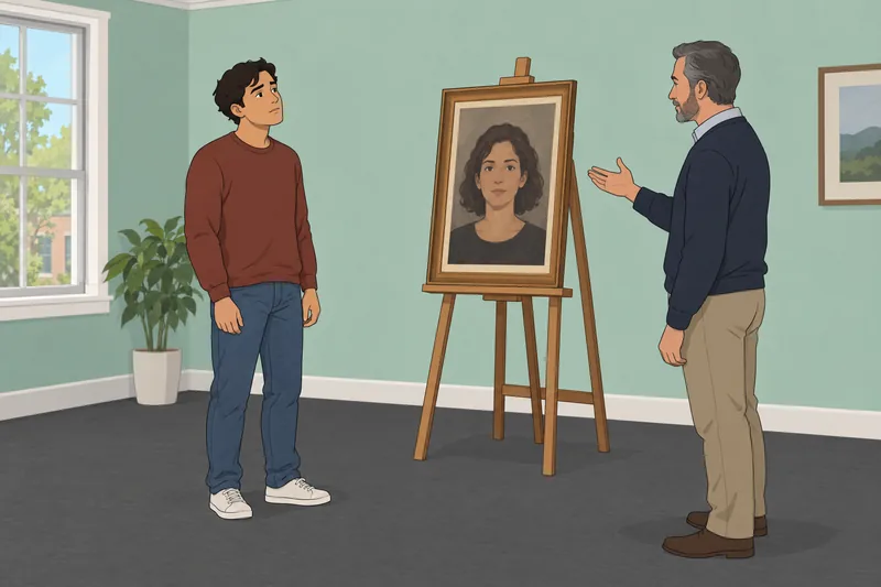 cuestionario ¿A qué? La escena muestra un retrato.