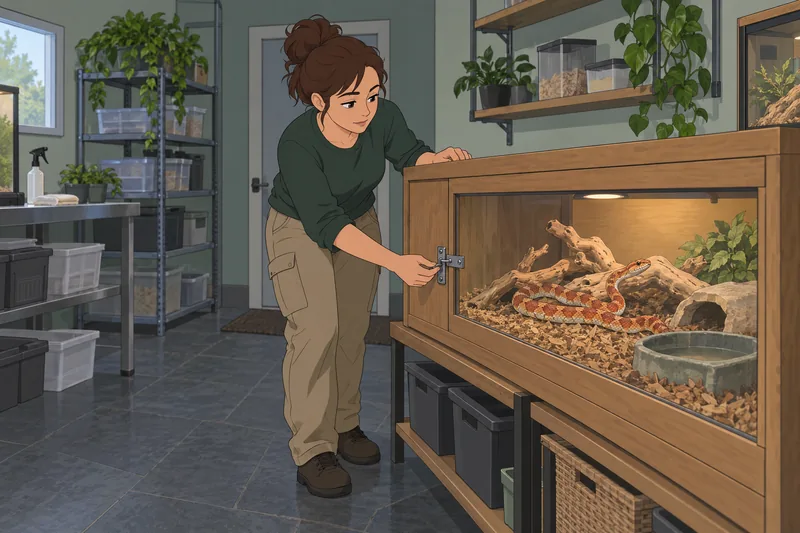 What Exotic Pet appears in a secure habitat.