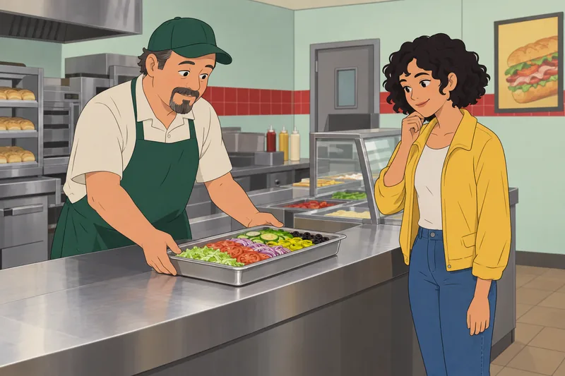 Quiz ¿Qué restaurante: una clienta elige ingredientes.
