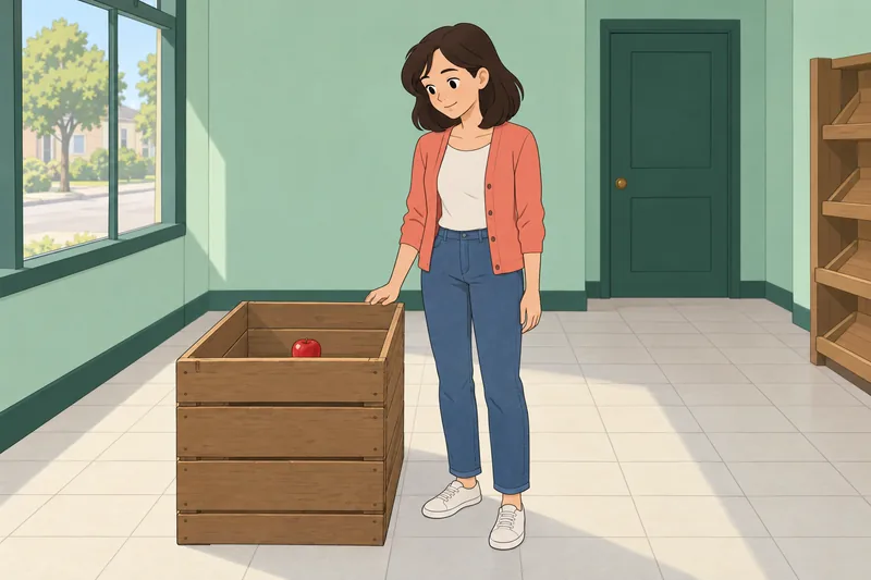 ¿Qué fruta soy? Una manzana espera.
