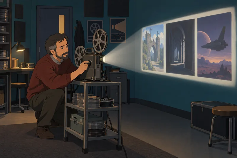 What Genre Am appears beside an active projector.