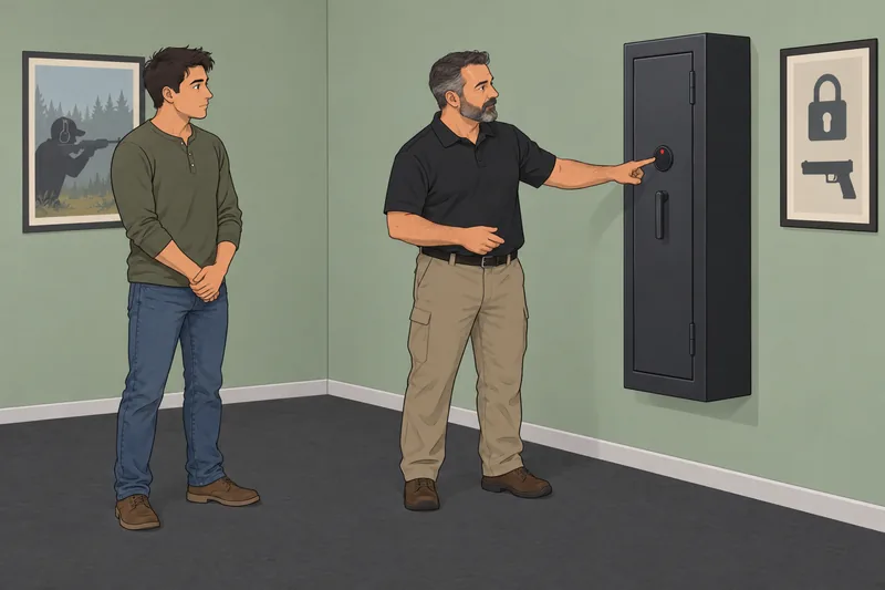 What Gun Should appears beside a locked safe.