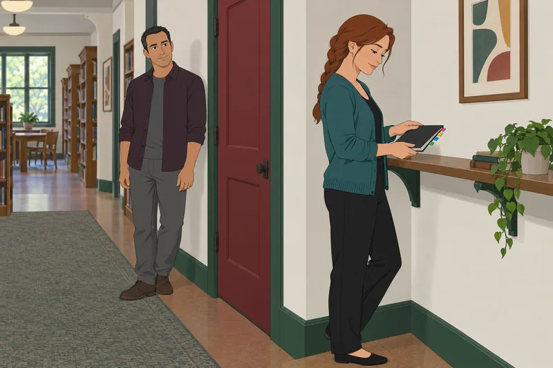 What Guys Do: a quiet hallway conversation.