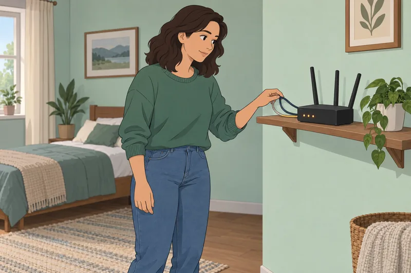 What Internet Speed: a homeowner checks the router.