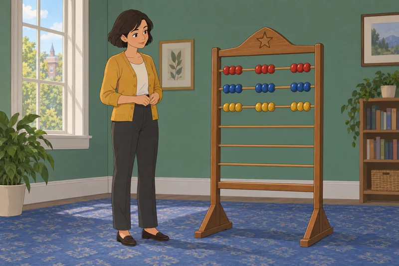 ¿Cuál es mi? Una adulta ordena cuentas.