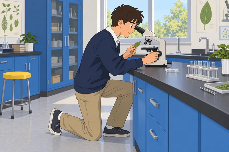 What Is My? This learner examines a microscope.