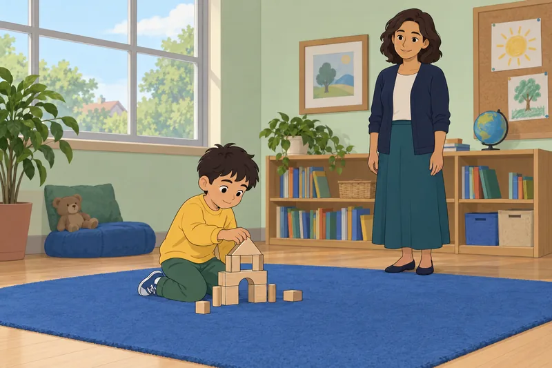 What Is My child builds blocks; counselor observes.