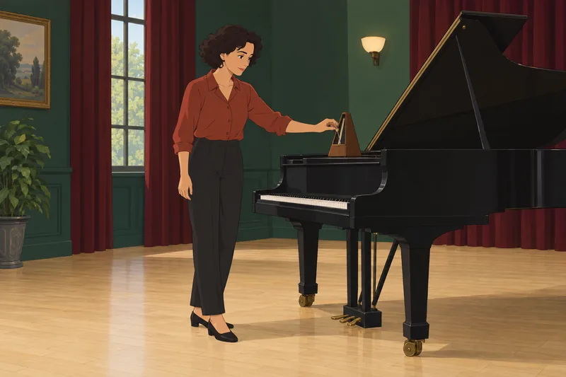 What Is My pianist checks a metronome.