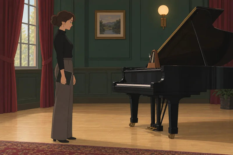 cuestionario ¿Cuál es? La pianista ajusta un metrónomo.