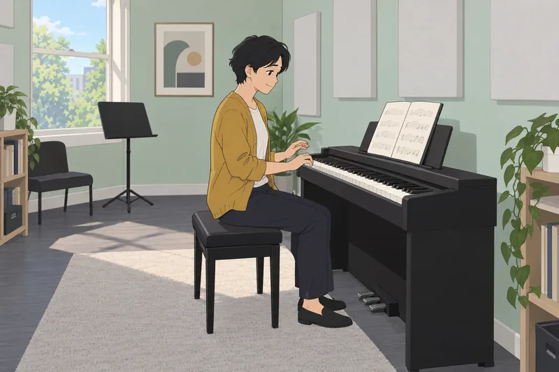 cuestionario ¿Cuál es? La estudiante lee música.