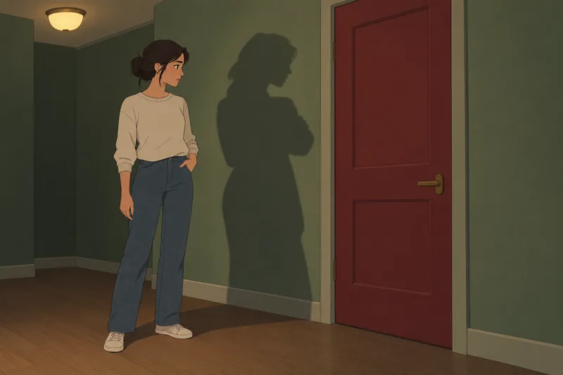 What Is My shadow watches a closed door.