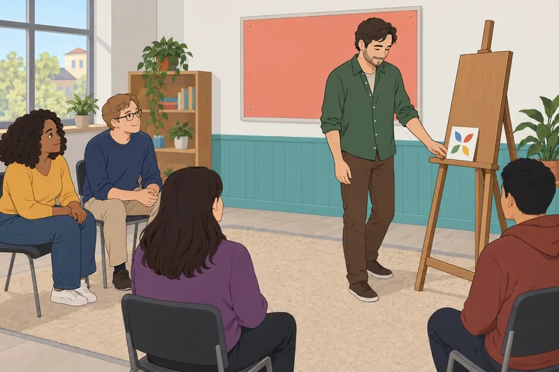 Quiz ¿Cuál es: hombre examina cuatro emblemas.