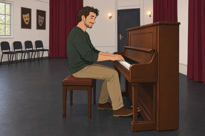 What Is the vocalist exploring at the piano?