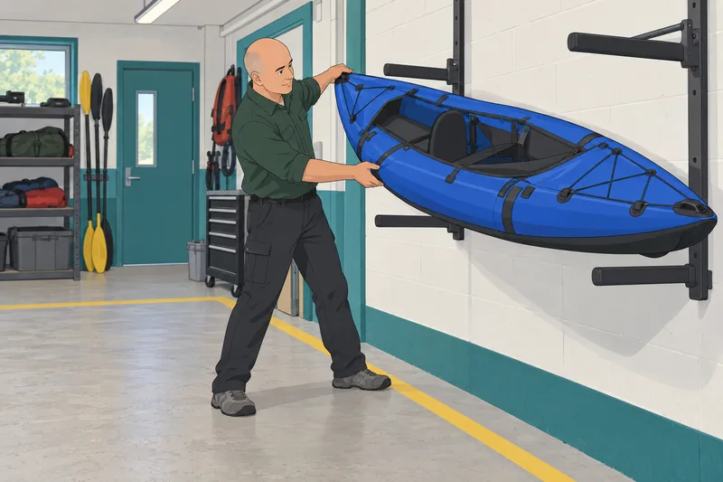 What Kayak Should: worker stores an inflatable kayak.