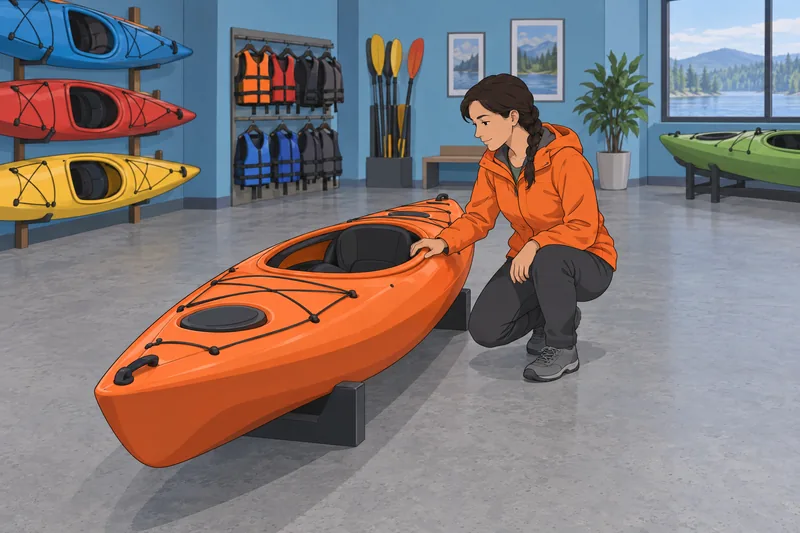 What Kayak Should: buyer inspects a kayak.