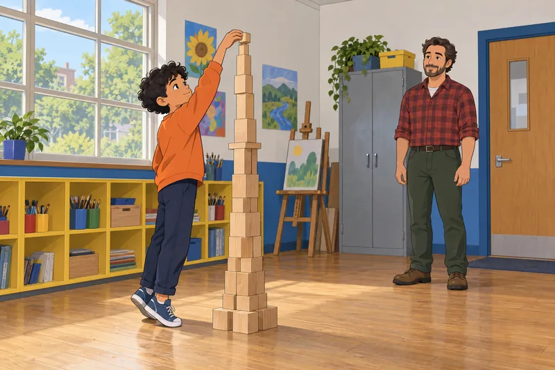 What Kind of child completes a block tower.