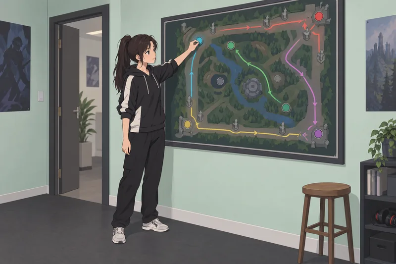 What Lane Should? Player studies a route map.
