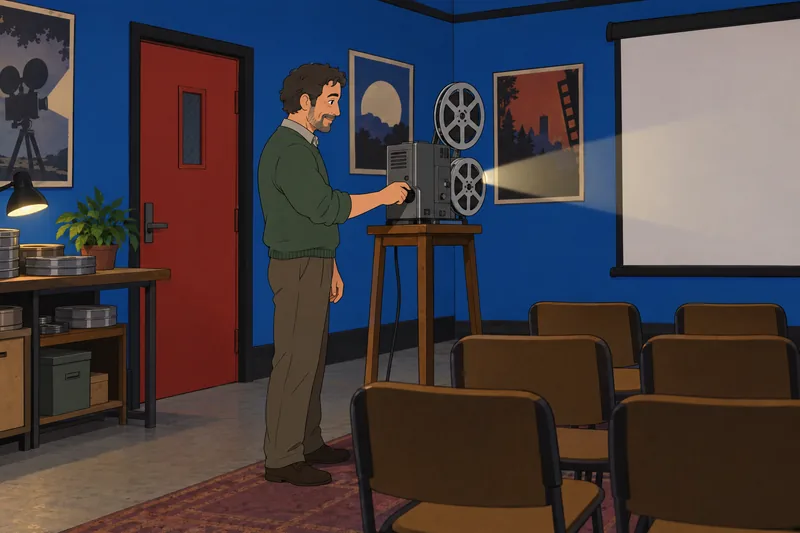 What Movie Am: a facilitator adjusts the projector.