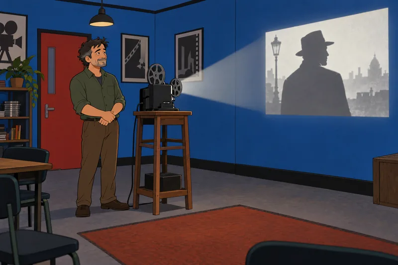Quiz ¿Qué película: un facilitador ajusta el proyector.