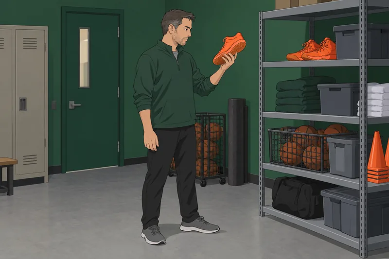 What NBA Player: a coach studies one shoe.