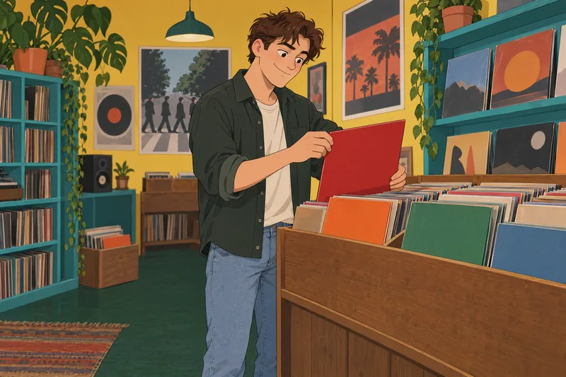 What One Direction fan selects a colorful record.