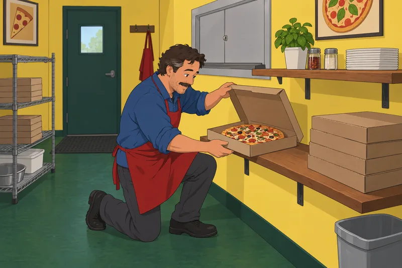 What Pizza Am examines a pizza box.