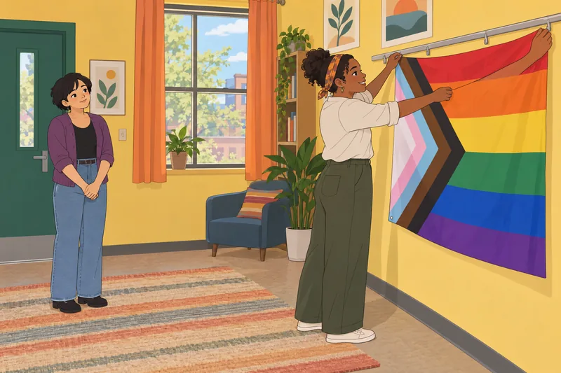 What Pride Flag appears beside a community doorway.
