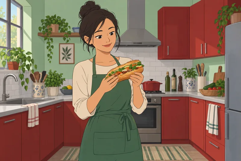Quiz ¿Qué sándwich: Bánh mì en una cocina.