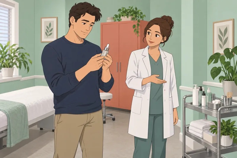 Quiz ¿Qué suero: especialista revisa un frasco.
