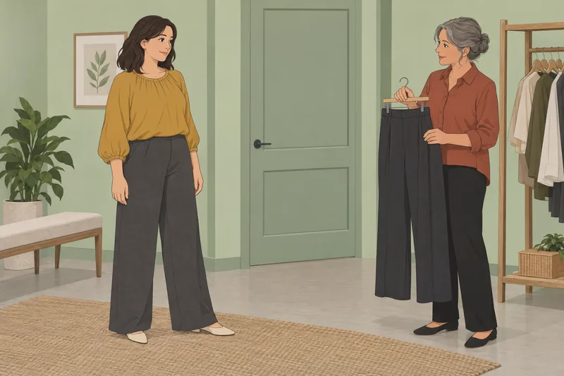 What Shape Is shown through tailored trousers.
