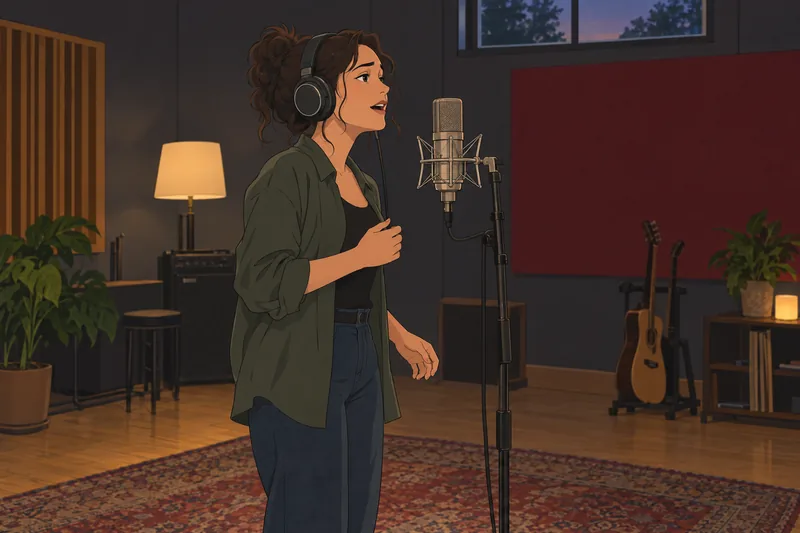 What Should I shows a singer recording.