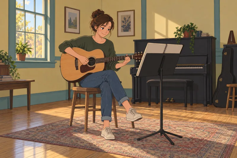 cuestionario ¿Sobre qué? muestra una compositora creando.