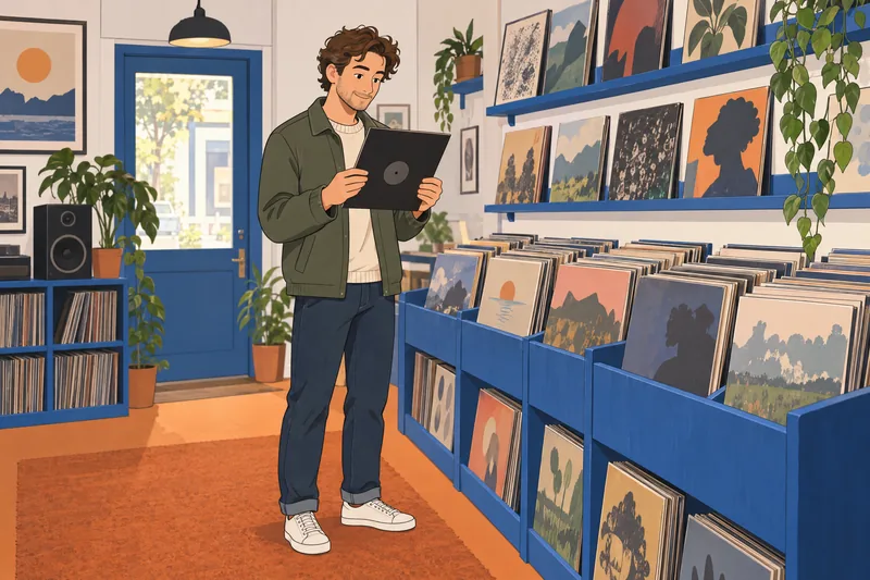 What Song Describes an open record-shop choice.