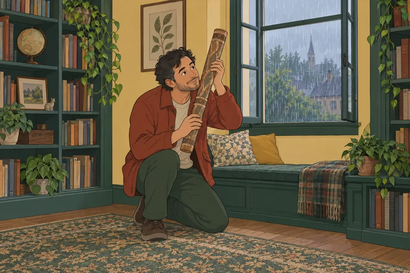 What Sound Am: visitor tilts a rainstick.