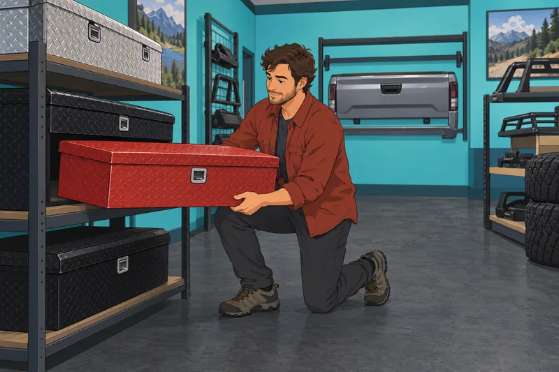 What Truck Am: A driver lifts a toolbox.
