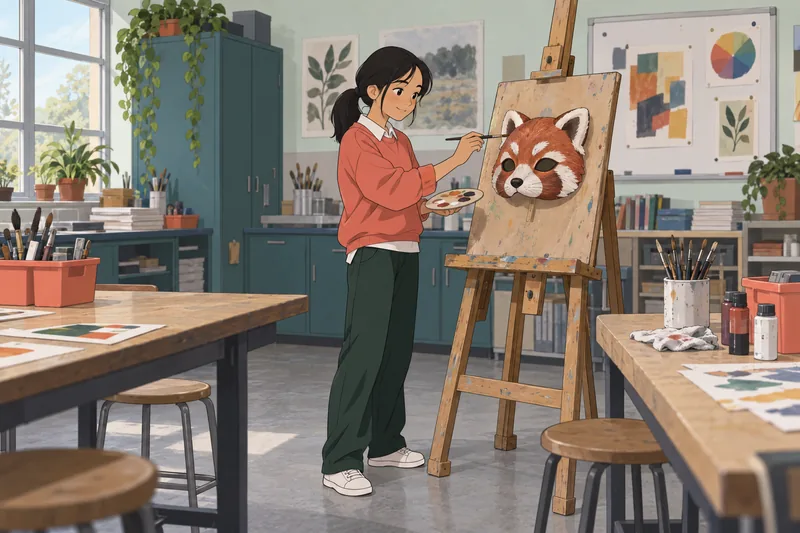 What Turning Red appears in a creative classroom.