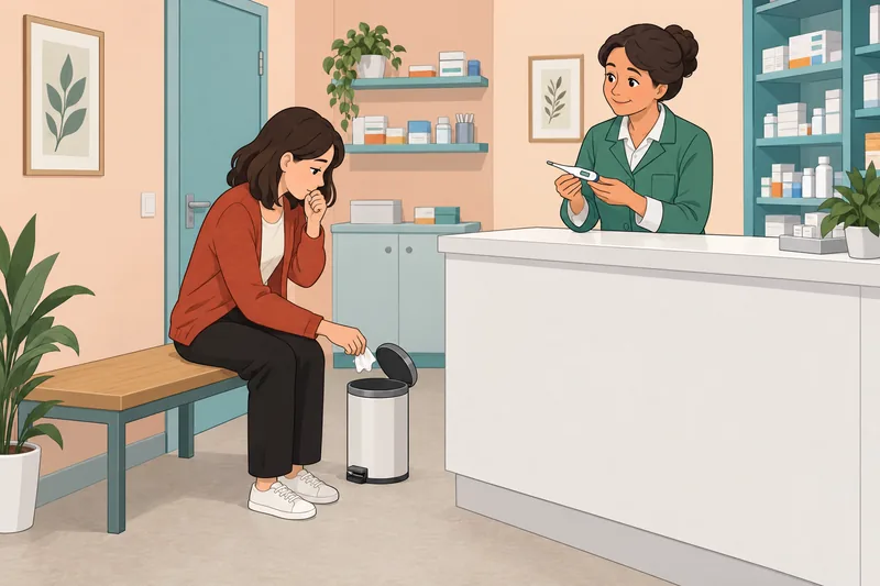 What Type of Cough: thermometer in pharmacy.