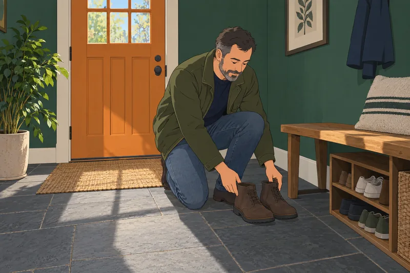 Quiz lo que: ajusta botas en el pasillo.