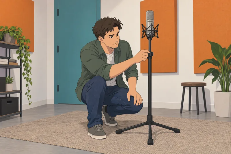 What YouTuber Am tunes a studio microphone.