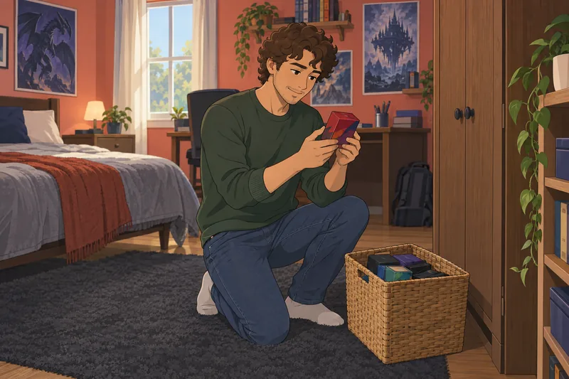 What YuGiOh Card: Collector sorts a deck box.