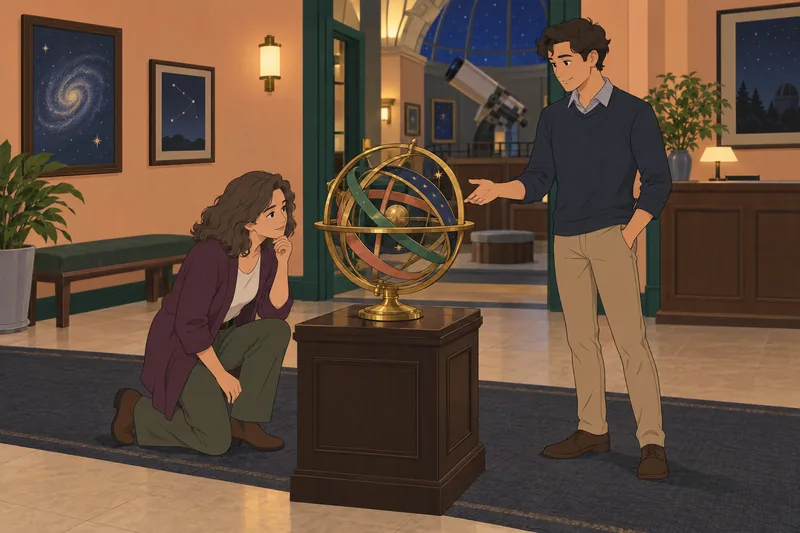 ¿Con una persona junto a una esfera celeste?