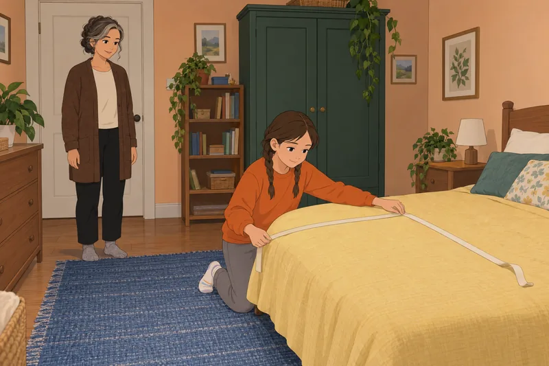 When Should I: child arranges a fitting tape.