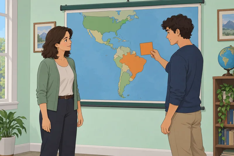 ¿Dónde nací? Cuestionario: estudiante mira mapas.