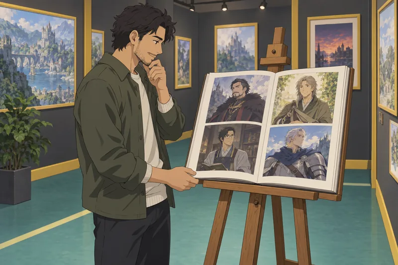 Quiz ¿Qué DILF: visitante observa un libro ilustrado.