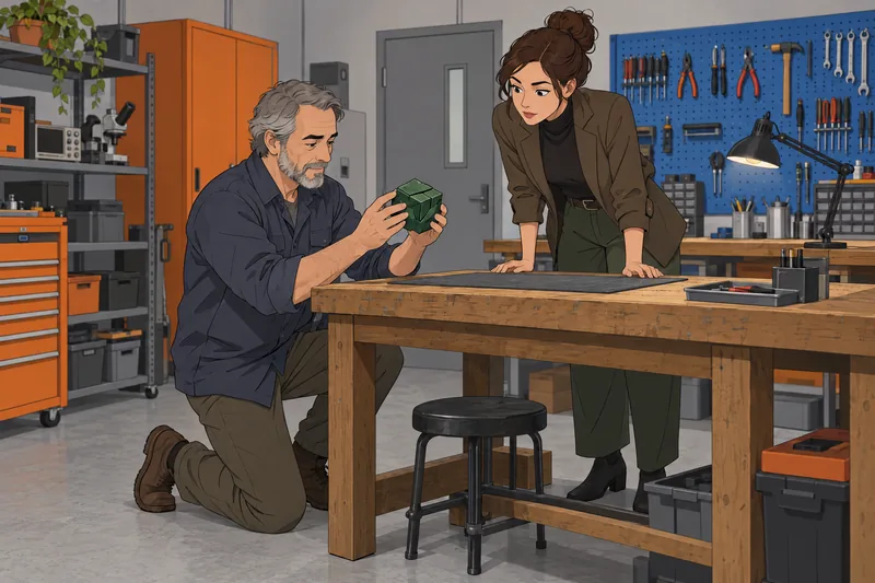 Which Batman Villain: a technician studies a box.