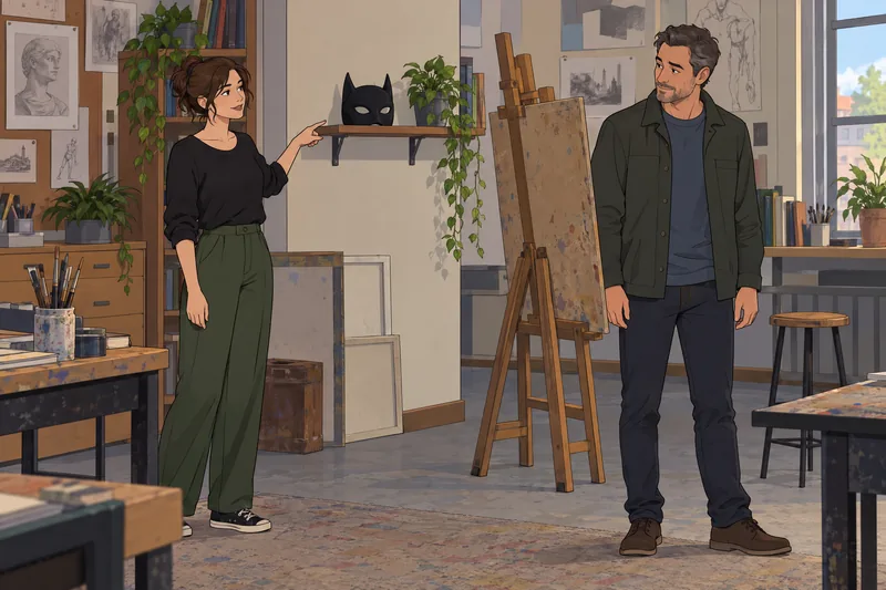Quiz ¿Qué villano: una artista sopesa una máscara.