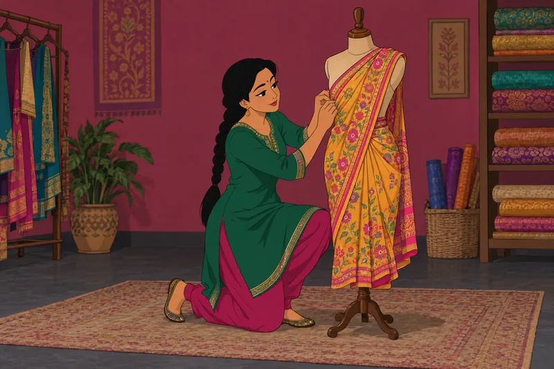 Which Bollywood Actress pins a sari costume.