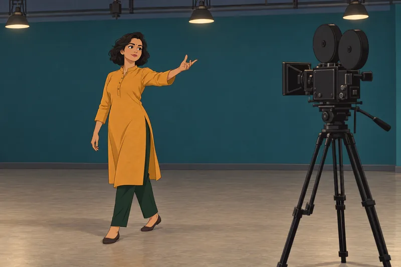 Which Bollywood Actress rehearses a film entrance.