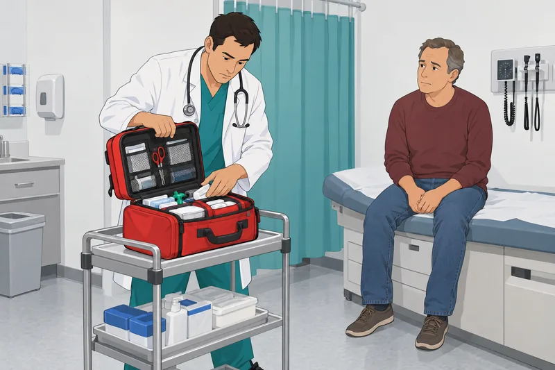 Which Doctor Are: An emergency physician checks supplies.
